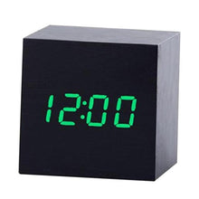 Load image into Gallery viewer, New Arrival Wooden LED Alarm Clocks Temperature Electronic Clock Digital Alarm Clock with Wooden Electronic LED Time Display 3 Dual Plus Alarm Cubic Small Mini Wood Made Electric Sounds Control Digital LED Display Desktop Calendar Table clock