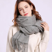 Load image into Gallery viewer, New Autumn Large Soft Pure Wool Cashmere Scarf Hijab Wraps Escharpe Lightweight Elegant Neck Warmer Women Echarpe Wraps Tassel Fine Cashmere Scarves for Ladies