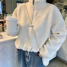Load image into Gallery viewer, New Autumn Winter Hoodies Women New Imitation Lamb Short Plus Thick Sweatshirt Female Loose Student Jacket Tops Sweatshirt For Men And Women Fleece Sweatshirt Warm Winter Sweatshirt