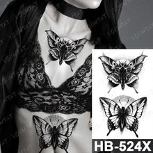 Load image into Gallery viewer, New Big Butterfly Waterproof Temporary Sticker Tattoo Elegant Black Colorful Tattoos Rose For Women Men