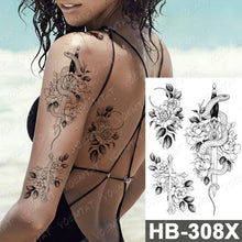 Load image into Gallery viewer, New Big Butterfly Waterproof Temporary Sticker Tattoo Elegant Black Colorful Tattoos Rose For Women Men