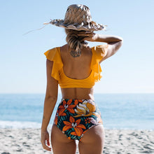 Load image into Gallery viewer, New Bikini Set Female Ruffle Swimwear Women Print Floral Push Up Swimsuit Bathing Suit Flounce Bikini Set Women Side Bandage Two Piece Swimsuit Beachwear