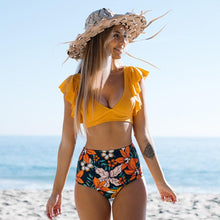 Load image into Gallery viewer, New Bikini Set Female Ruffle Swimwear Women Print Floral Push Up Swimsuit Bathing Suit Flounce Bikini Set Women Side Bandage Two Piece Swimsuit Beachwear