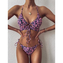 Load image into Gallery viewer, New Bikini Set Women Solid Female Cut Bikinis Swimwear Push Up Swimsuit Bath Suit Women's Bikini Padded Cutout Strappy Halter Swimsuits Two Piece Bathing Suits