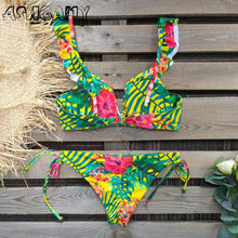 Load image into Gallery viewer, New Bikini Set Women Solid Female Cut Bikinis Swimwear Push Up Swimsuit Bath Suit Women's Bikini Padded Cutout Strappy Halter Swimsuits Two Piece Bathing Suits