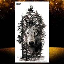 Load image into Gallery viewer, New Black Wolf Forest Sticker Tattoos Temporary Tree Fierce Animal Body Tattoo Luxury Design Custom Tatoos For Mens