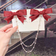 Load image into Gallery viewer, New Bow Pearls Chain Barrettes Hairpins For Women Rhinestone Spring Hair Clips Ribbon Headband Ponytail Headdress Wedding Hair Accessories for Brides and Bridesmaids