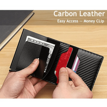Load image into Gallery viewer, New Carbon Fiber Card Holder Wallets Luxury Men Black Magic Leather Cool Slim Mini Wallet Small Money Bag Male Purses Magnet Closure Wallet