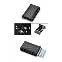 Load image into Gallery viewer, New Carbon Fiber Card Holder Wallets Luxury Men Black Magic Leather Cool Slim Mini Wallet Small Money Bag Male Purses Magnet Closure Wallet