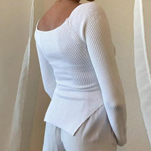 Load image into Gallery viewer, New Casual And Trendy Square Collar Long Sleeve Woman's Sweaters Knitted Pullover Spring Autumn Sweater Winter Tops For Women Black And White Jumper