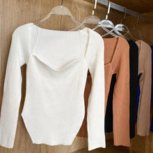 Load image into Gallery viewer, New Casual And Trendy Square Collar Long Sleeve Woman's Sweaters Knitted Pullover Spring Autumn Sweater Winter Tops For Women Black And White Jumper