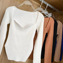 Load image into Gallery viewer, New Casual And Trendy Square Collar Long Sleeve Woman's Sweaters Knitted Pullover Spring Autumn Sweater Winter Tops For Women Black And White Jumper
