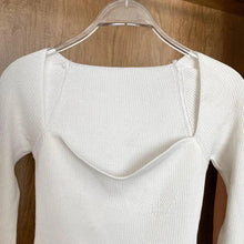 Load image into Gallery viewer, New Casual And Trendy Square Collar Long Sleeve Woman's Sweaters Knitted Pullover Spring Autumn Sweater Winter Tops For Women Black And White Jumper