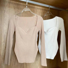 Load image into Gallery viewer, New Casual And Trendy Square Collar Long Sleeve Woman's Sweaters Knitted Pullover Spring Autumn Sweater Winter Tops For Women Black And White Jumper