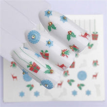 Load image into Gallery viewer, New Christmas Water Decal Nail Art Nail sticker New Year Slider Tattoo Full Cover Santa Claus Snowman Designs Xmas Decals 3D Wave Design Decoration for Women Girls Tape Nail Art Stickers Decal Decoration Nail Art Accessories Decoration Decal