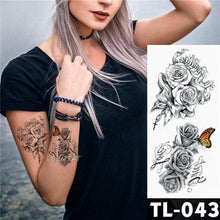 Load image into Gallery viewer, New Colorful And Black Womens Tattoo Temporary Flower Waterproof Elegant Modern Tattoo Realistic Design