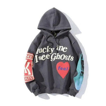 Load image into Gallery viewer, New Cool Printed Hoodies For Men Trendy Stylish Casual Wear For Winter Party Wear Men Hooded Sweatshirts Lucky Me I See Ghosts Hoodie Hip Hop Street Rapper Unisex Couple Sweatshirt With Novelty Printing for Men Women