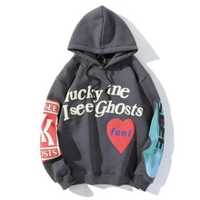 Load image into Gallery viewer, New Cool Printed Hoodies For Men Trendy Stylish Casual Wear For Winter Party Wear Men Hooded Sweatshirts Lucky Me I See Ghosts Hoodie Hip Hop Street Rapper Unisex Couple Sweatshirt With Novelty Printing for Men Women