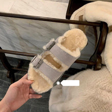 Load image into Gallery viewer, New Cotton Wool Shoes Double Buckle Belt Wool Shoes Indoor Outdoor Wear Warm Slippers Comfy Soft Women Slippers Fur Lined Orthopedic Indoor House Shoes With Adjustable Buckle