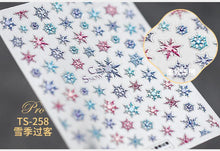 Load image into Gallery viewer, New Craft Nail Stickers Japanese 5d Nails Sticker Three-dimensional Snowflake Nail art Stickers Decals Decoration Decals Snowflakes Elk Bear Christmas Xmas Stickers Snowflakes Nail Water Decals Christmas White Snow Transfer Sticker Decoration Slider
