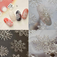 Load image into Gallery viewer, New Craft Nail Stickers Japanese 5d Nails Sticker Three-dimensional Snowflake Nail art Stickers Decals Decoration Decals Snowflakes Elk Bear Christmas Xmas Stickers Snowflakes Nail Water Decals Christmas White Snow Transfer Sticker Decoration Slider