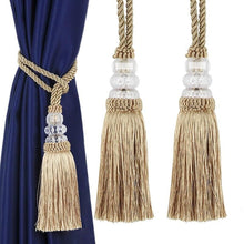 Load image into Gallery viewer, New Crystal Beaded Tassel Curtain Tieback Decorative Curtain Tie Home Decor Cord for Curtains Buckle Rope Room Accessories European Style High-Grade Curtains Tieback Rope Tassel Holdbacks 50cm