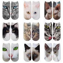 Load image into Gallery viewer, 3D Printed Women Winter Christmas Socks Funny Creative Pet Cat Face Unisex Cotton Ankle Socks Children Gift Animal Lover Socks For Men And Women