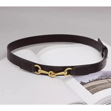 Load image into Gallery viewer, Simple Black Plain Leather Belt For Women Classic Thin Skinny Waistbands Casual Women Dress Belts
