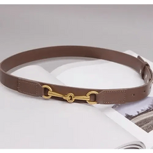 Load image into Gallery viewer, Simple Black Plain Leather Belt For Women Classic Thin Skinny Waistbands Casual Women Dress Belts