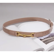 Load image into Gallery viewer, Simple Black Plain Leather Belt For Women Classic Thin Skinny Waistbands Casual Women Dress Belts