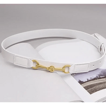 Load image into Gallery viewer, Simple Black Plain Leather Belt For Women Classic Thin Skinny Waistbands Casual Women Dress Belts