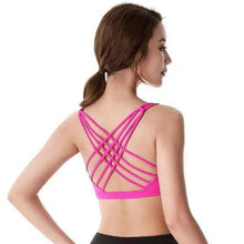 Load image into Gallery viewer, New Elegance Fitness Sports Bra for Women Push Up Wirefree Padded Crisscross Strappy Running Gym Training Workout Yoga Underwear Crop Tops
