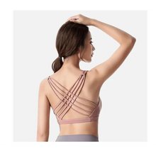 Load image into Gallery viewer, New Elegance Fitness Sports Bra for Women Push Up Wirefree Padded Crisscross Strappy Running Gym Training Workout Yoga Underwear Crop Tops