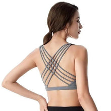 Load image into Gallery viewer, New Elegance Fitness Sports Bra for Women Push Up Wirefree Padded Crisscross Strappy Running Gym Training Workout Yoga Underwear Crop Tops