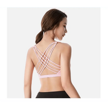 Load image into Gallery viewer, New Elegance Fitness Sports Bra for Women Push Up Wirefree Padded Crisscross Strappy Running Gym Training Workout Yoga Underwear Crop Tops