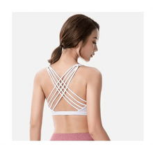 Load image into Gallery viewer, New Elegance Fitness Sports Bra for Women Push Up Wirefree Padded Crisscross Strappy Running Gym Training Workout Yoga Underwear Crop Tops