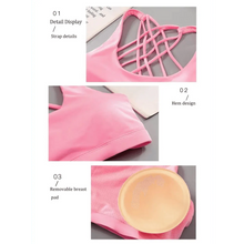 Load image into Gallery viewer, New Elegance Fitness Sports Bra for Women Push Up Wirefree Padded Crisscross Strappy Running Gym Training Workout Yoga Underwear Crop Tops