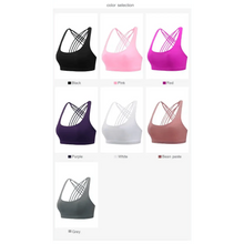 Load image into Gallery viewer, New Elegance Fitness Sports Bra for Women Push Up Wirefree Padded Crisscross Strappy Running Gym Training Workout Yoga Underwear Crop Tops