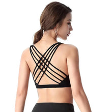 Load image into Gallery viewer, New Elegance Fitness Sports Bra for Women Push Up Wirefree Padded Crisscross Strappy Running Gym Training Workout Yoga Underwear Crop Tops