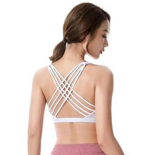 Load image into Gallery viewer, New Elegance Fitness Sports Bra for Women Push Up Wirefree Padded Crisscross Strappy Running Gym Training Workout Yoga Underwear Crop Tops