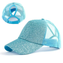 Load image into Gallery viewer, New Elegant Glitter Ponytail Baseball Caps Sequins Shining High Quality Fashionable Cap For Womens Messy Bun Adjustable Snapback Hip Hop Hat