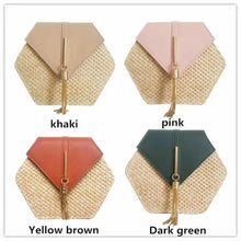 Load image into Gallery viewer, New Famous Mulit Style Straw+leather Handba For Women And Girls New Fashion Summer Bag Handmade Woven Beach Circle Shoulder Bag
