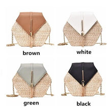 Load image into Gallery viewer, New Famous Mulit Style Straw+leather Handba For Women And Girls New Fashion Summer Bag Handmade Woven Beach Circle Shoulder Bag