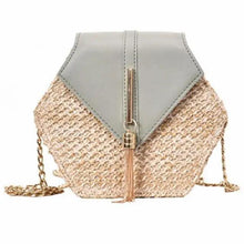 Load image into Gallery viewer, New Famous Mulit Style Straw+leather Handba For Women And Girls New Fashion Summer Bag Handmade Woven Beach Circle Shoulder Bag