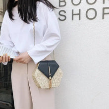 Load image into Gallery viewer, New Famous Mulit Style Straw+leather Handba For Women And Girls New Fashion Summer Bag Handmade Woven Beach Circle Shoulder Bag