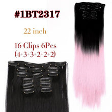 Load image into Gallery viewer, New Fashion 16 Clip In Hair Extension Long Straight Natural Black 6 Pcs/Set 16 Clips 22 Inch Synthetic Hair Piece Wigs For Black Women Cosplay Wigs For Women