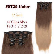 Load image into Gallery viewer, New Fashion 16 Clip In Hair Extension Long Straight Natural Black 6 Pcs/Set 16 Clips 22 Inch Synthetic Hair Piece Wigs For Black Women Cosplay Wigs For Women
