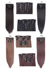 Load image into Gallery viewer, New Fashion 16 Clip In Hair Extension Long Straight Natural Black 6 Pcs/Set 16 Clips 22 Inch Synthetic Hair Piece Wigs For Black Women Cosplay Wigs For Women
