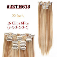 Load image into Gallery viewer, New Fashion 16 Clip In Hair Extension Long Straight Natural Black 6 Pcs/Set 16 Clips 22 Inch Synthetic Hair Piece Wigs For Black Women Cosplay Wigs For Women