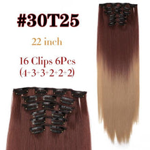 Load image into Gallery viewer, New Fashion 16 Clip In Hair Extension Long Straight Natural Black 6 Pcs/Set 16 Clips 22 Inch Synthetic Hair Piece Wigs For Black Women Cosplay Wigs For Women
